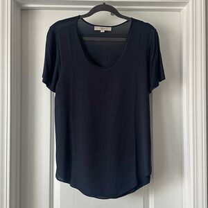 Loft Blue Scoop Neck Top